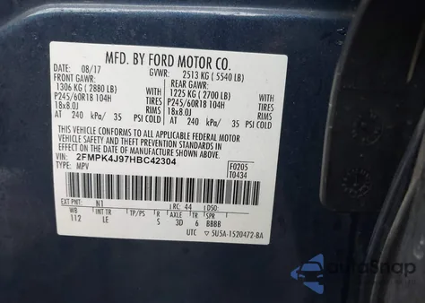 2017 Ford Edge Sel from USA, damaged, VIN 2FMPK4J97HBC42304